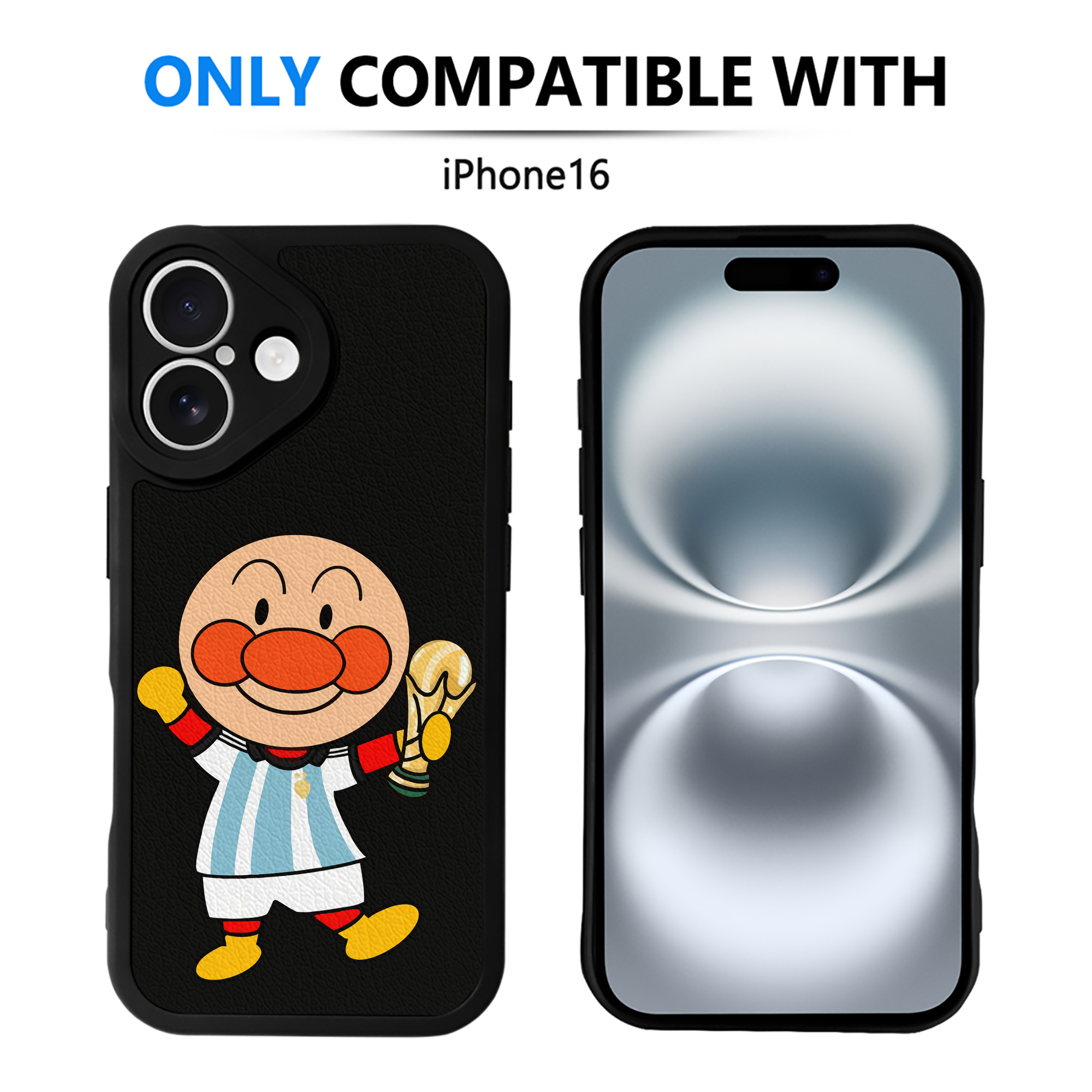 （画像用） アンパンマン Anpanman 【iPhone 16シリーズ対応】シリコンスマホケース（レザー調） 材質：シリコン